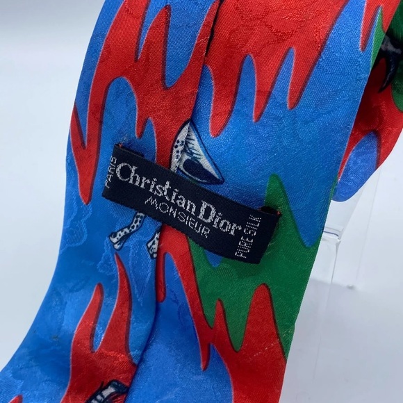 Vintage Christian Dior Pure Silk Tie Animal Bold Print - Picture 2 of 3